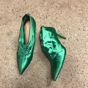 Zara Green Emerald Satin Heels